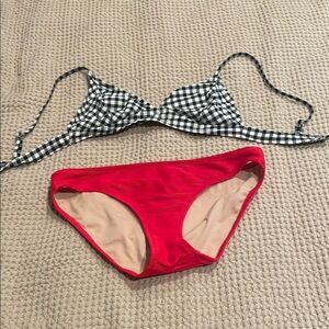 Old Navy Red and Black Checkered Bikini